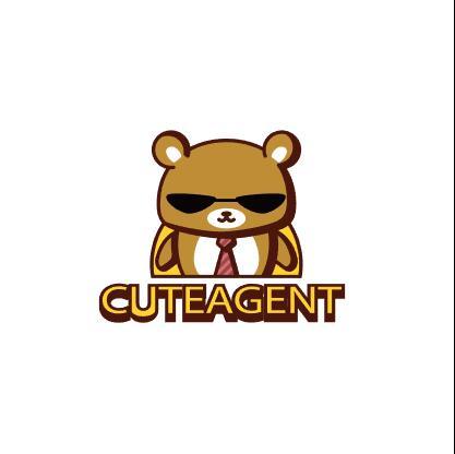 Cute agent bear logo vector
