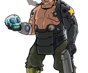 Cyborg cartoon pattern vector