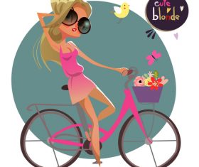 Cycling blond girl vector