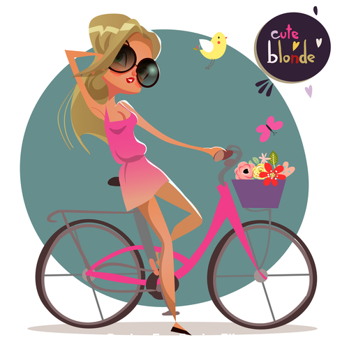 Cycling blond girl vector