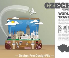Czech travel cartoon illustration vector