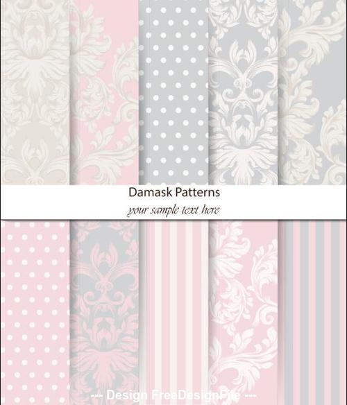Damask patterns vector free download