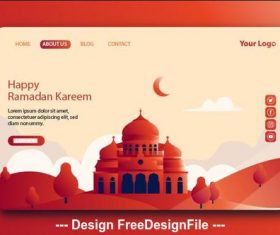 Dark red background Ramadan kareem landing page vector