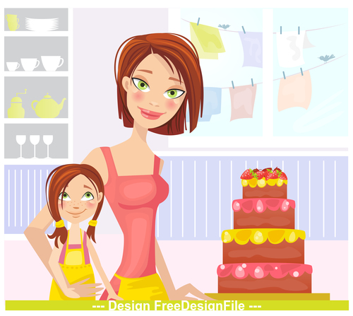 Daughters birthday cartoon vector