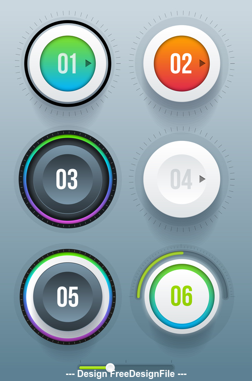 Download Different color button design vector free download