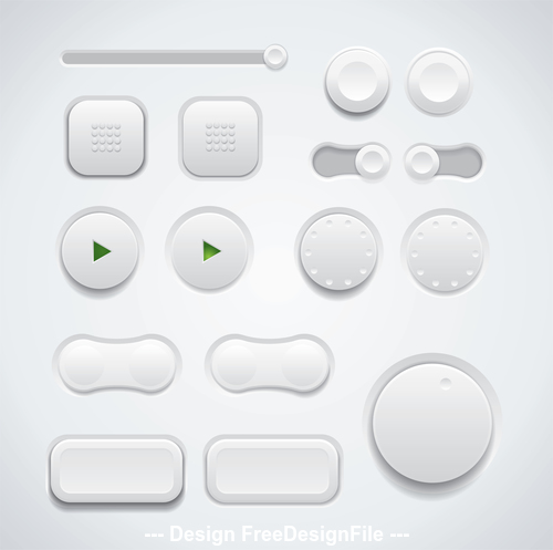 Different shape button design elements vector