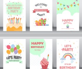 Different style birthday greeting card vector