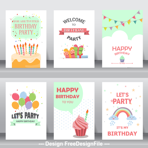Different style birthday greeting card vector