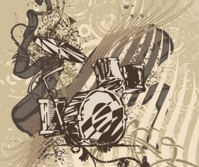 Drum kit grunge music instrument vector