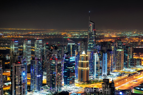 Dubai marina skyline during night dubai stock photo