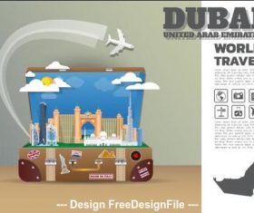 Dubai travel cartoon illustration vector