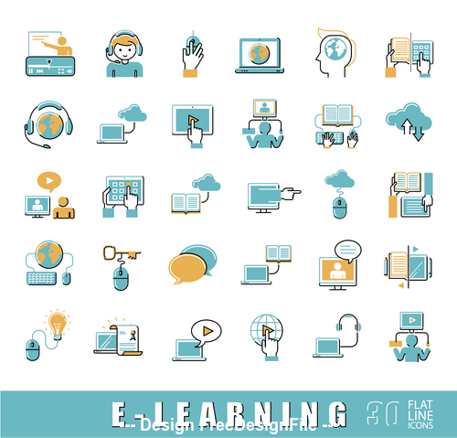 E learning icon vector