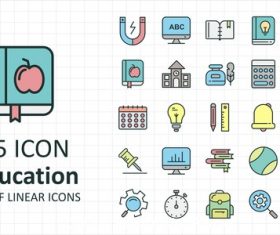 Education linear icon collection vector