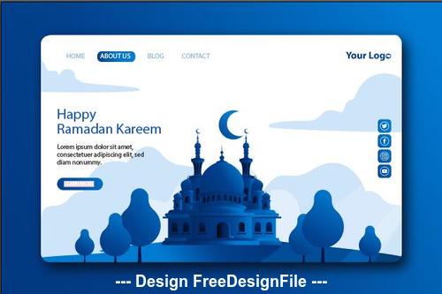 Elegant Ramadan kareem landing page vector