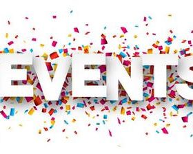 Events font and confetti vector