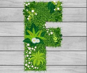 F floral letters vector