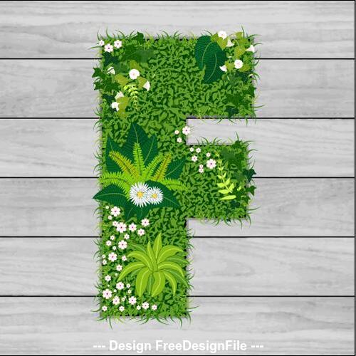 F floral letters vector