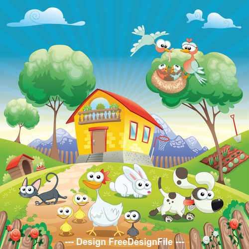 Farm animals group vector