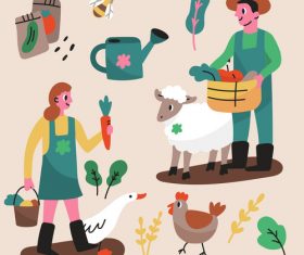 Farmer and breeding cartoon illustration vector