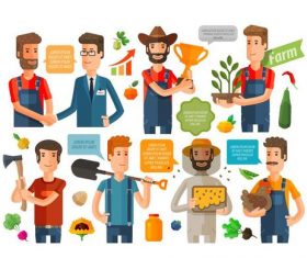Farmer cartoon character dialogue background vector