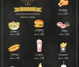 Fast food menu vector icons