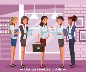 Female boss and female staff cartoon vector