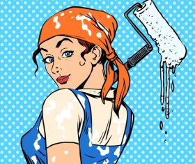 Female comic pop art style vector