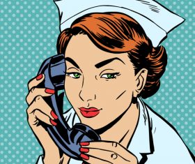 Female nurse comic pop art style vector