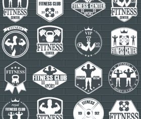 Fitness gym icons vector
