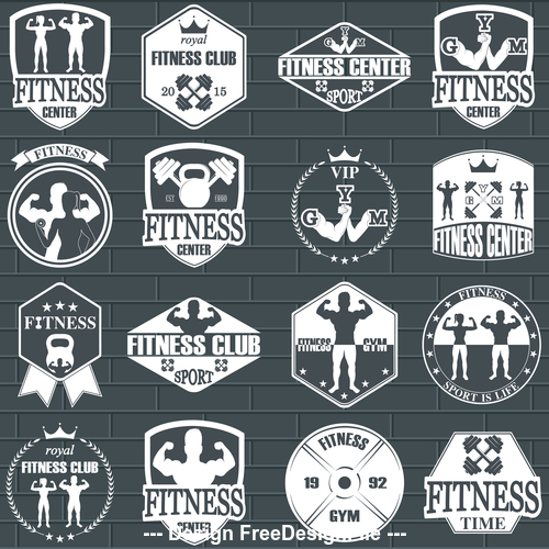 Fitness gym icons vector