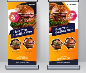 Food roll and banner design template vector