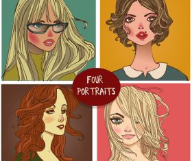 Four women portraits vector