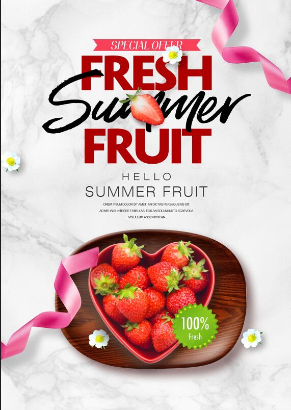 Fresh Fruit Summer Flyer PSD Template