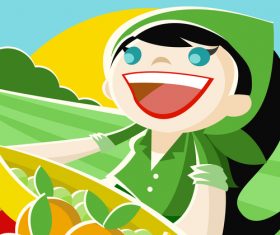 Fruits girl cartoon vector