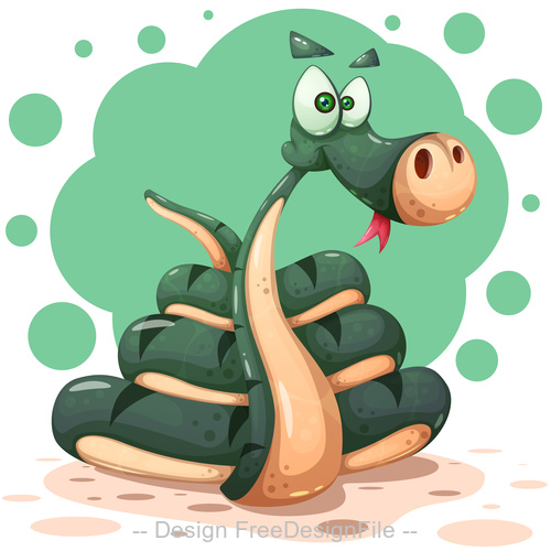 Funny cartoon snake vector illustration