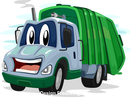 Garbage truck cartoon vector free download