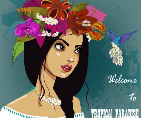 Girl and bird vector