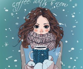 Girl holding coffee cup vector