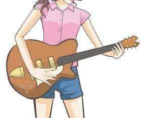 Girl on guitar vector