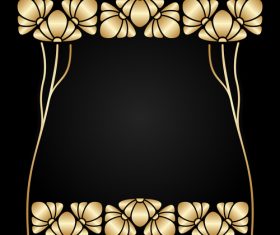 Golden flower frame vector
