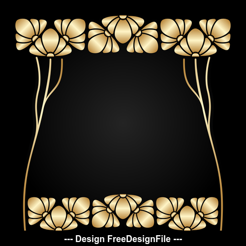 Golden flower frame vector