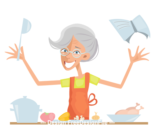 Granny in the kitchen vector