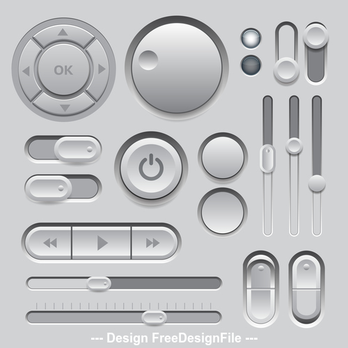 Gray interface button template vector