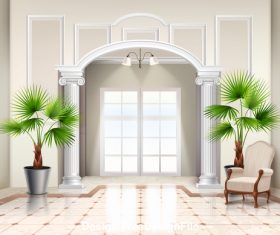 Green plants in the living room vector
