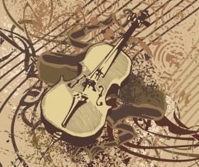 Grunge violin music instrument vector