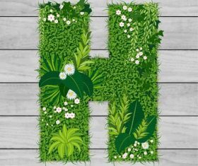 H floral letters vector