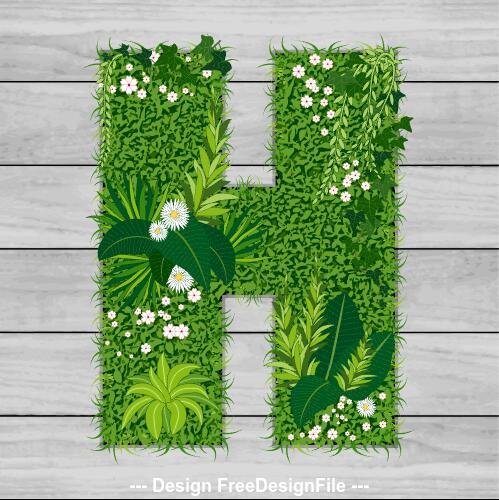 H floral letters vector
