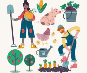 Happy farmer cartoon illustration vector