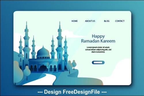 Happy ramadan kareem landing page vector
