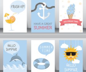 Happy summer card collection vector